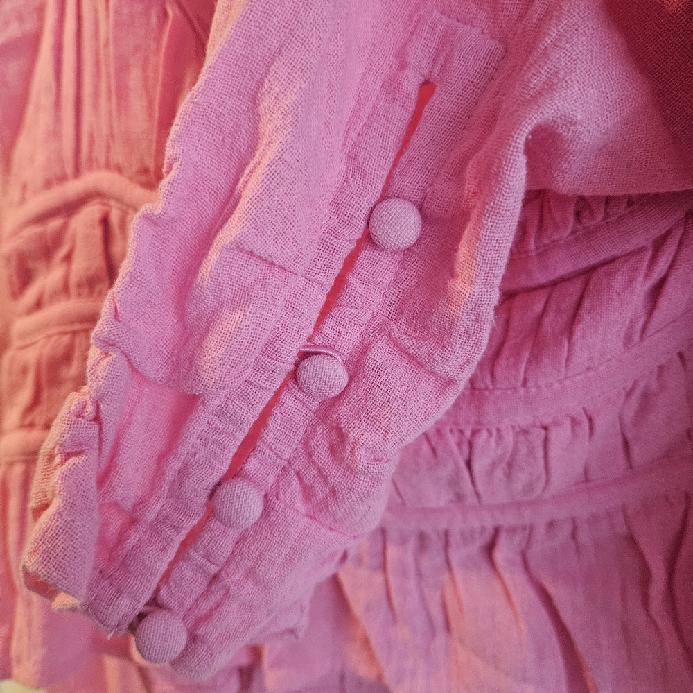 Free People Pink Ruched Peplum Blouse - Picture 6 of 6
